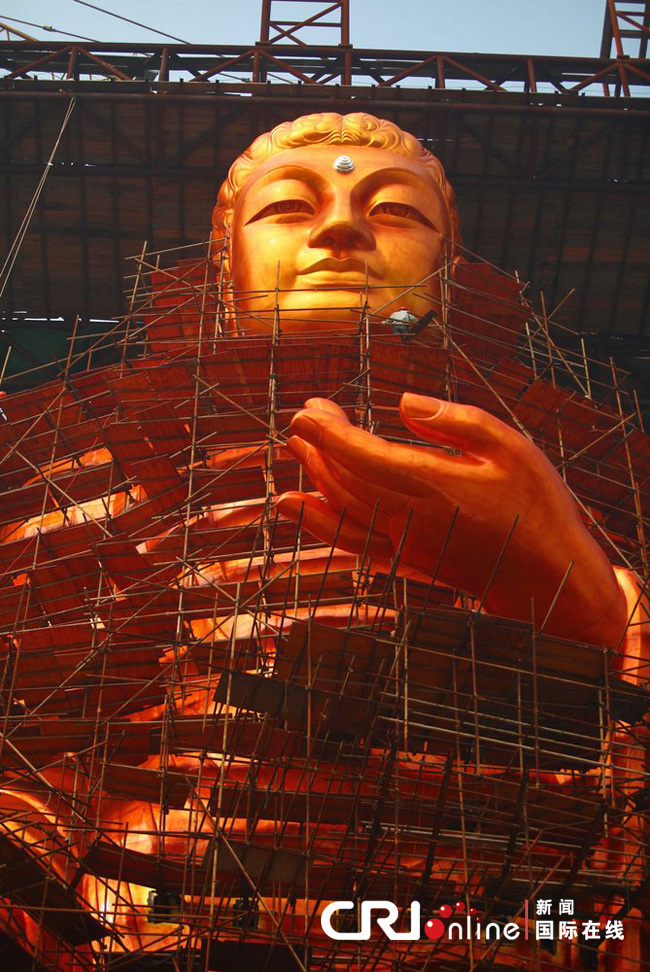 江西九江东林寺建成世界最高阿弥陀佛铜像