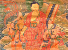 十八世纪西藏佛画  佛陀降凡日（天降日）唐卡 赏析