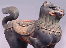 佛教珍贵文物：十一世纪彩绘木雕 文殊菩萨坐骑--狮子像 欣赏