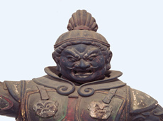 【威慑震撼】 十二世纪彩绘木雕精品--四天王之南方天王增长天立像 欣赏