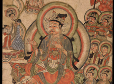 英藏斯坦因敦煌绘画：五代佛画--文殊来访维摩诘像 赏析