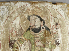 英藏斯坦因西域美术品：丹丹乌里克唐代木板画--波斯菩萨 赏析