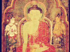 十五世纪西藏东部绘画：释迦佛与观音弥勒菩萨唐卡 赏析