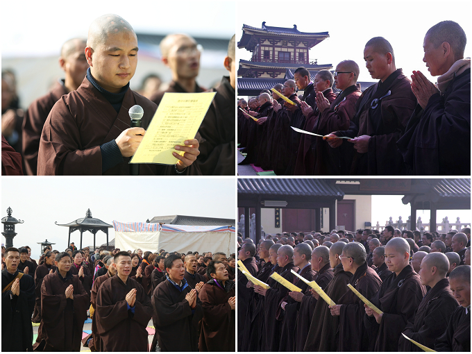 庐山东林寺第二届莲宗助念培训班学员参拜大佛