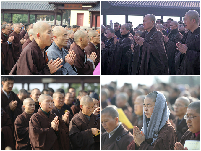 庐山东林寺第二届莲宗助念培训班学员参拜大佛