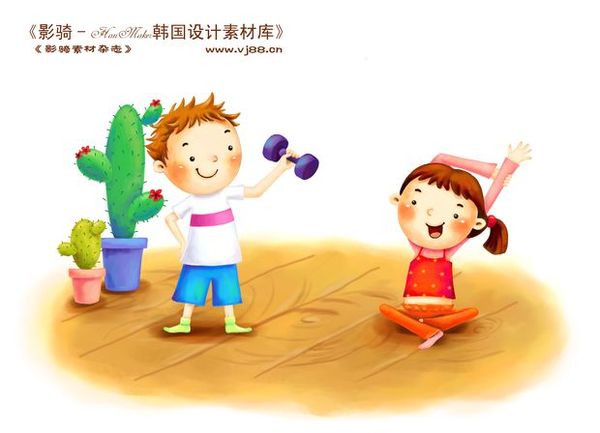 仙人掌 锻炼 身体 快乐小女孩-人物-人物,快乐小女孩